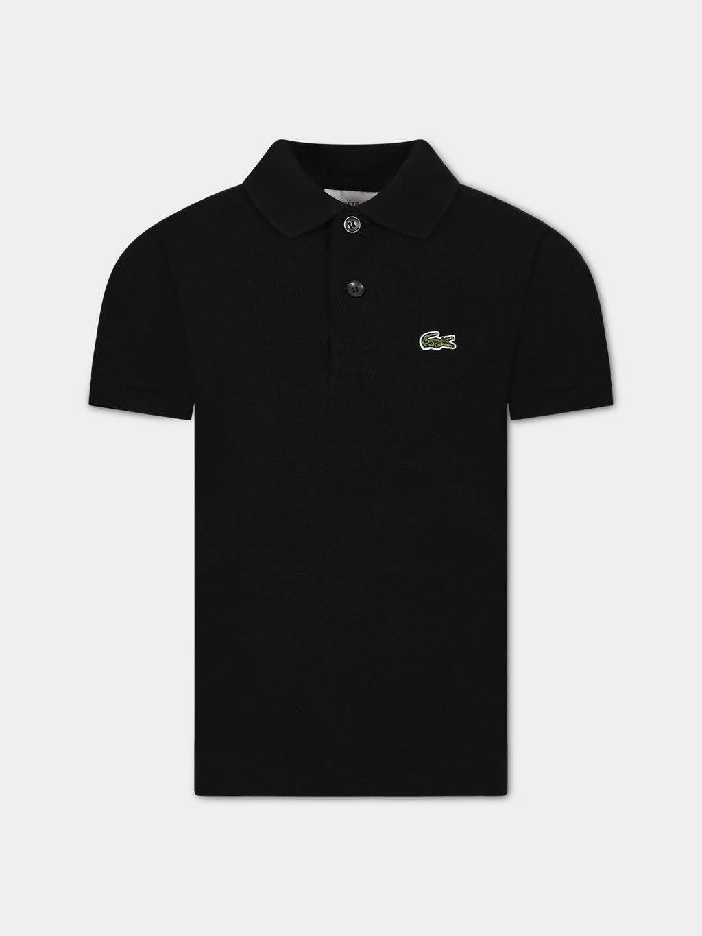 Black polo shirt for boy with green crocodile